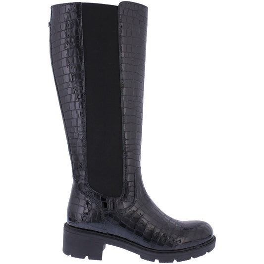 Finch Black Croc. Long Boot A8668-01